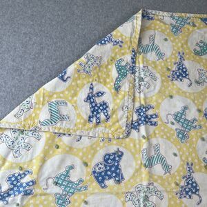 Vintage Handmade Baby Quilt - Zoo Elephant Kangaroo Nursery Retro Unisex Blanket